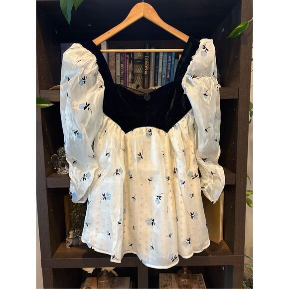 NWT For Love & Lemons Marcella Black & White Floral Mini Dress Size XS - Picture 3 of 11